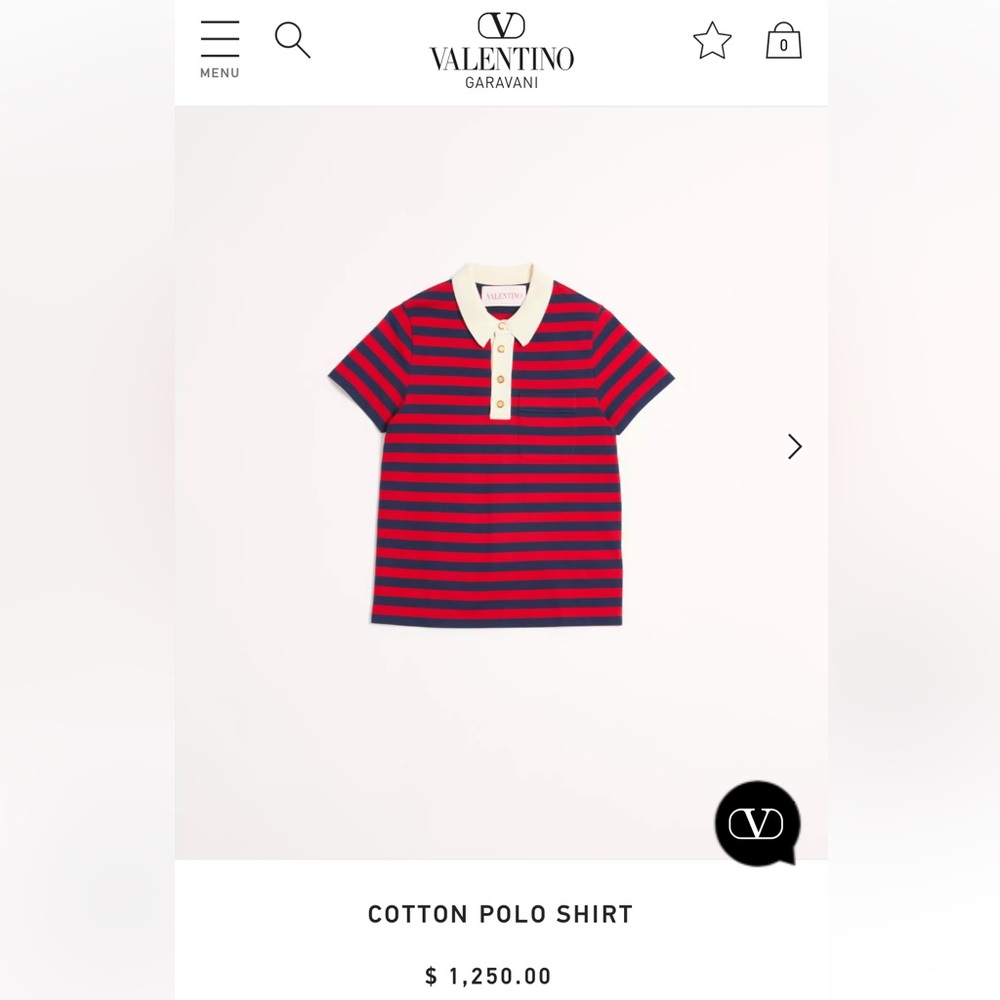 Valentino Polo with Red and Navy Stripes